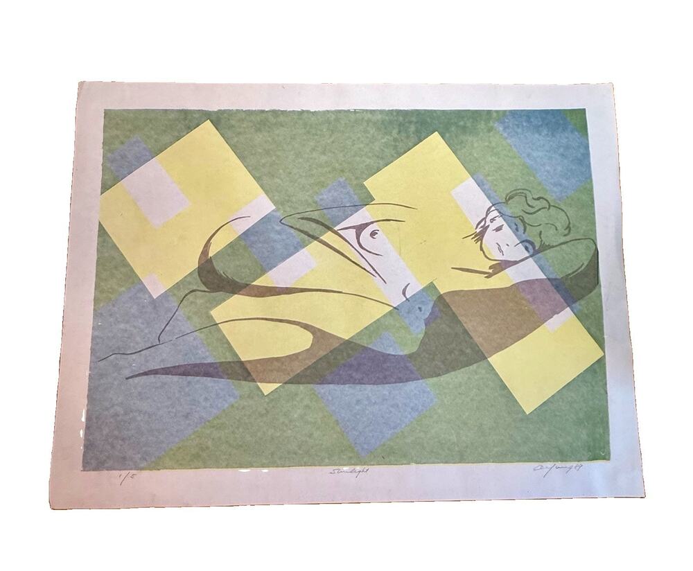 Vintage Modernist Art Print “Sunlight”Limited Edition 1/5 Reclining Figure 18x24